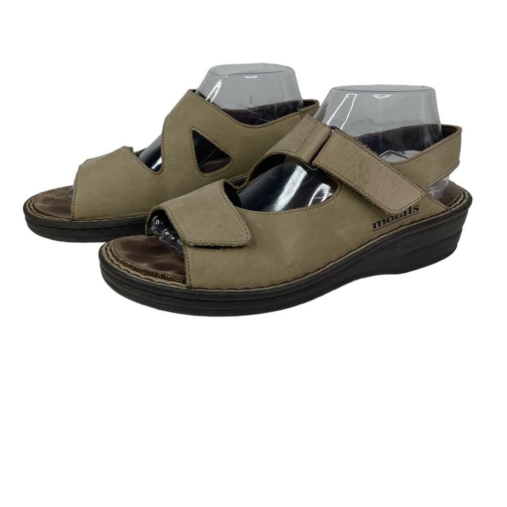 Mobils Slingback Sandals Open Toe Adjustable Straps Cork Footbed Leather Tan 40‎